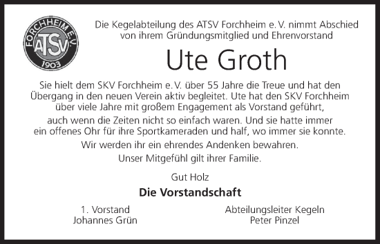 Anzeige von Ute Groth von MGO