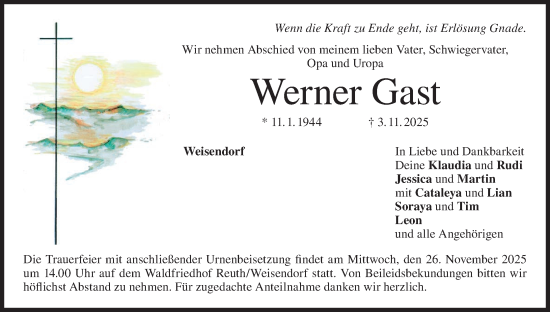 Anzeige von Werner Gast von MGO