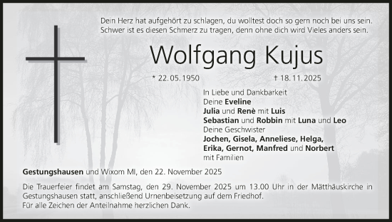 Anzeige von Wolfgang Kujus von MGO