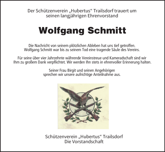 Anzeige von Wolfgang Schmitt von MGO