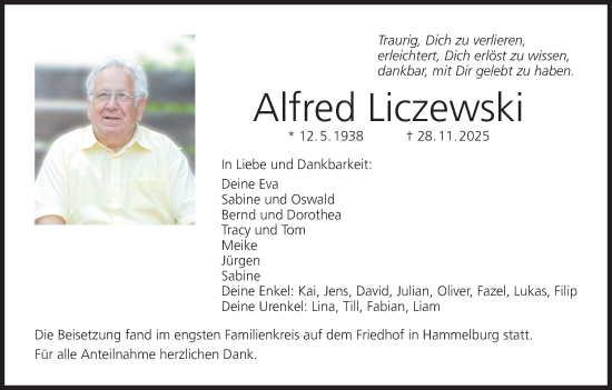 Anzeige von Alfred Liczewski von MGO