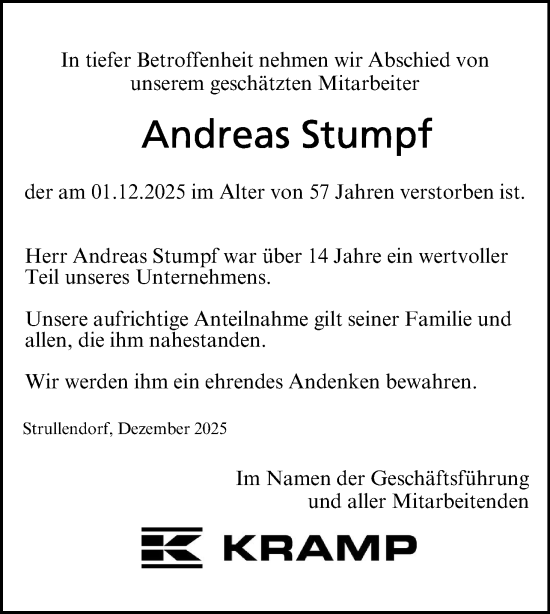 Anzeige von Andreas Stumpf von MGO
