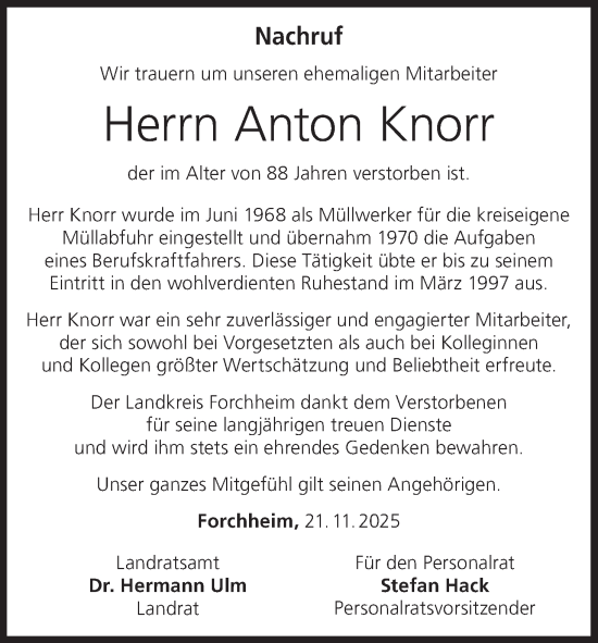 Anzeige von Anton Knorr von MGO