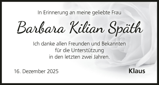 Anzeige von Barbara Kilian Späth von MGO
