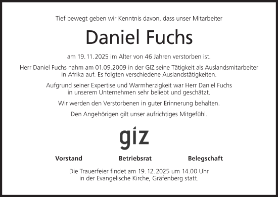 Anzeige von Daniel Fuchs von MGO