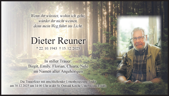 Anzeige von Dieter Reuner von MGO