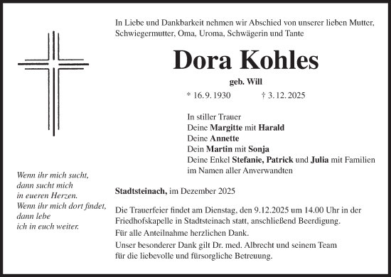Anzeige von Dora Kohles von MGO