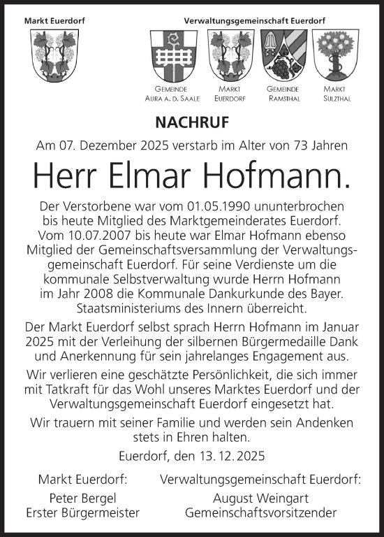 Anzeige von Elmar Hofmann von MGO