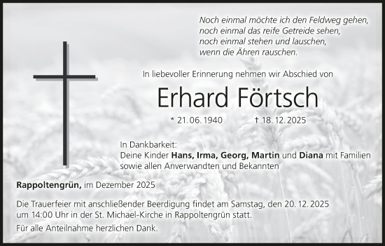 Anzeige von Erhard Förtsch von MGO