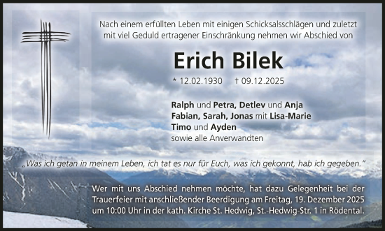 Anzeige von Erich Bilek von MGO