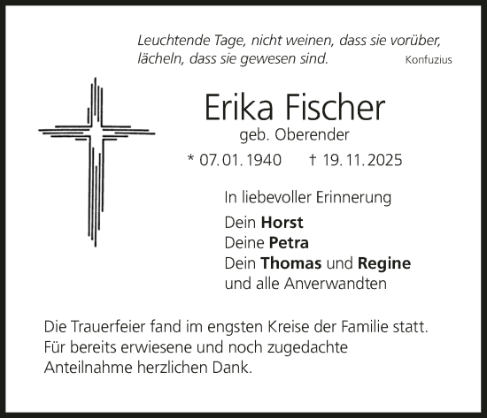 Anzeige von Erika Fischer von MGO