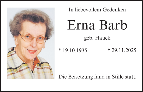 Anzeige von Erna Barb von MGO