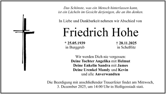 Anzeige von Friedrich Hohe von MGO