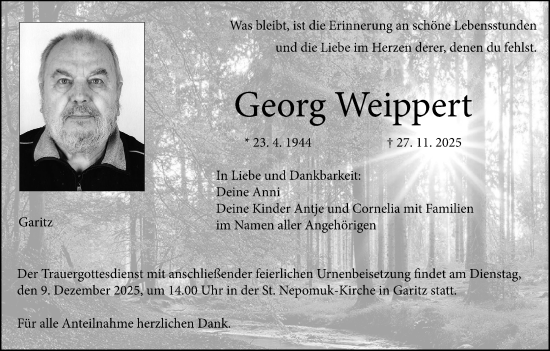 Anzeige von Georg Weippert von MGO