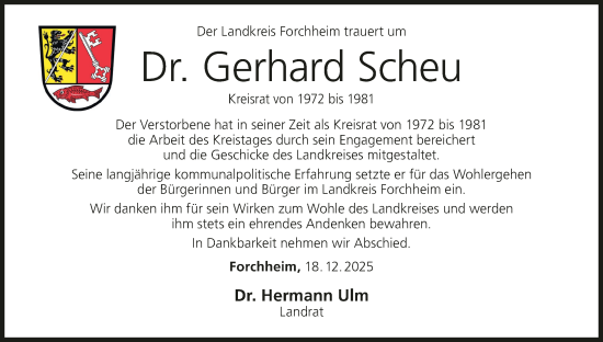 Anzeige von Gerhard Scheu von MGO