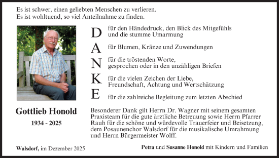 Anzeige von Gottlieb Honold von MGO