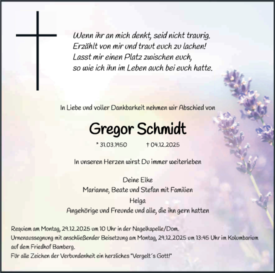 Anzeige von Gregor Schmidt von MGO