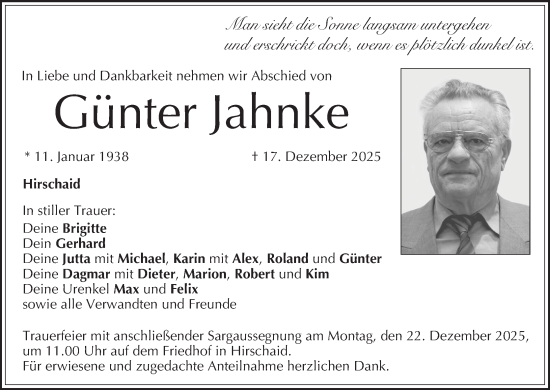 Anzeige von Günter Jahnke von MGO