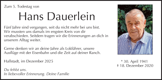 Anzeige von Hans Dauerlein von MGO