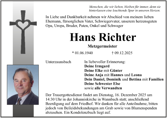 Anzeige von Hans Richter von MGO