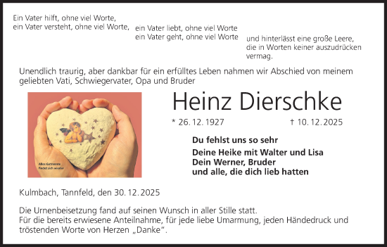 Anzeige von Heinz Dierschke von MGO