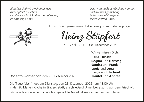 Anzeige von Heinz Stüpfert von MGO