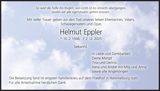 Anzeige von Helmut Eppler von MGO