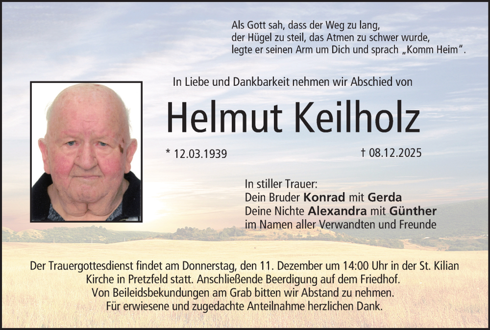  Traueranzeige für Helmut Keilholz vom 10.12.2025 aus MGO