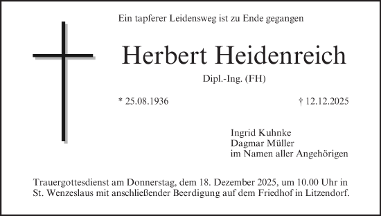 Anzeige von Herbert Heidenreich von MGO