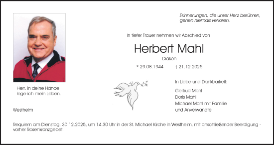 Anzeige von Herbert Mahl von MGO