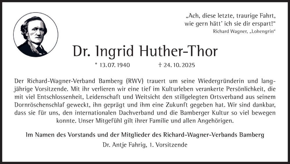  Traueranzeige für Ingrid Huther-Thor vom 06.12.2025 aus MGO