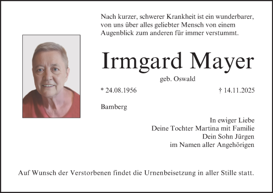 Anzeige von Irmgard Mayer von MGO