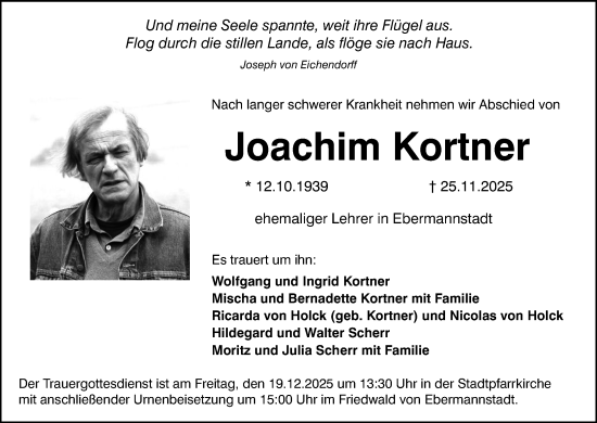 Anzeige von Joachim Kortner von MGO