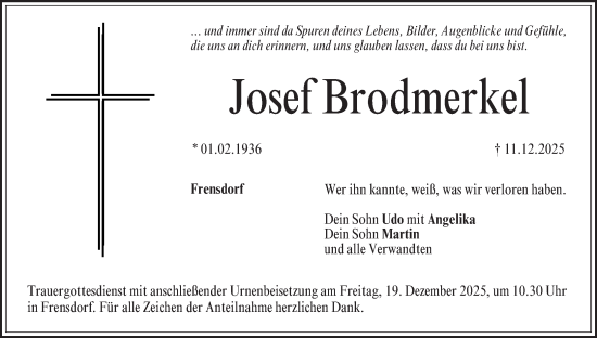 Anzeige von Josef Brodmerkel von MGO