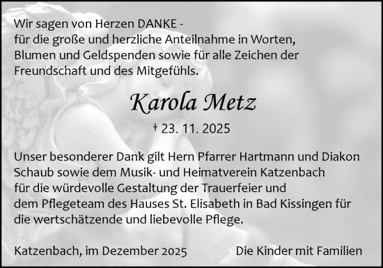Anzeige von Karola Metz von MGO