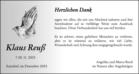 Anzeige von Klaus Reuß von MGO