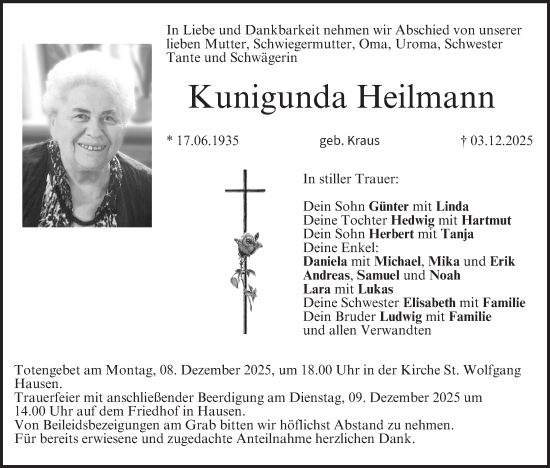 Anzeige von Kunigunda Heilmann von MGO