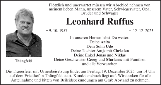 Anzeige von Leonhard Ruffus von MGO