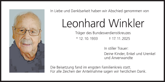 Anzeige von Leonhard Winkler von MGO
