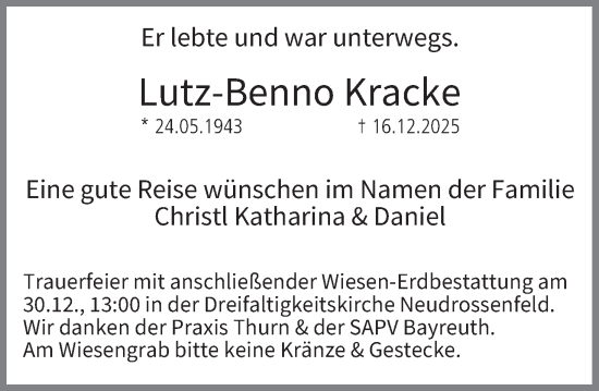 Anzeige von Lutz-Benno Kracke von MGO