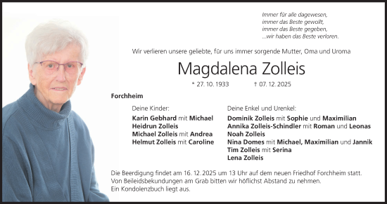 Anzeige von Magdalena Zolleis von MGO