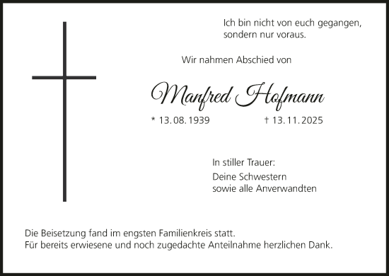 Anzeige von Manfred Hofmann von MGO
