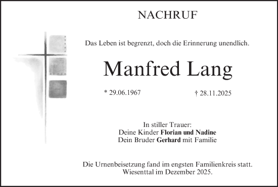 Anzeige von Manfred Lang von MGO