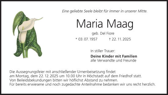 Anzeige von Maria Maag von MGO