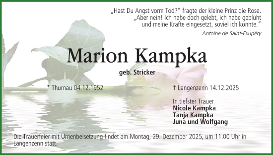 Anzeige von Marion Kampka von MGO