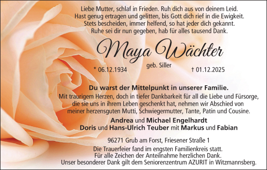 Anzeige von Maya Wächter von MGO