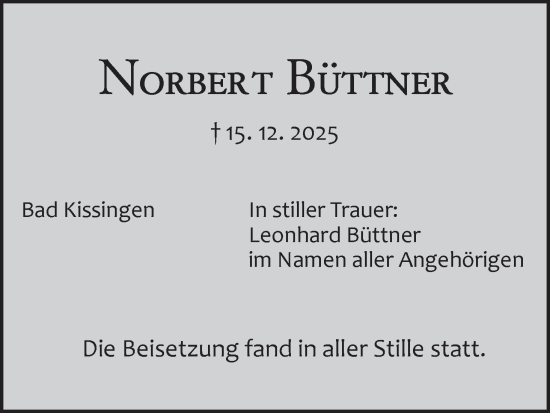 Anzeige von Norbert Büttner von MGO