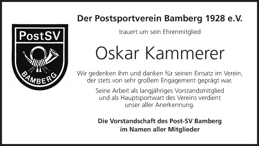  Traueranzeige für Oskar Kammerer vom 23.12.2025 aus MGO