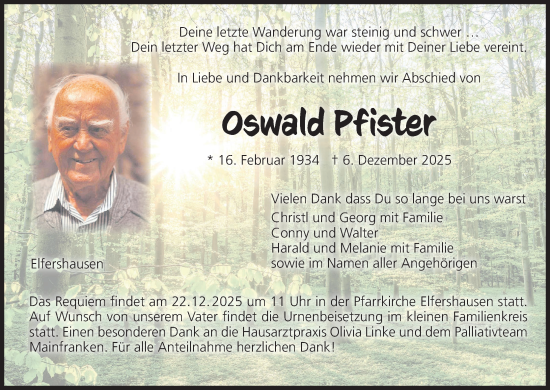 Anzeige von Oswald Pfister von MGO