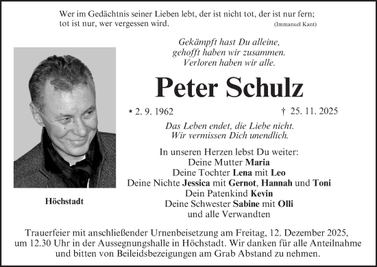 Anzeige von Peter Schulz von MGO